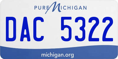 MI license plate DAC5322