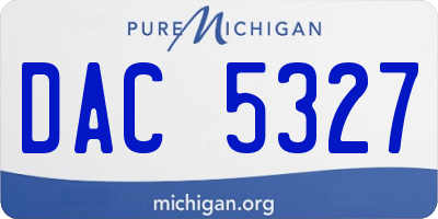 MI license plate DAC5327