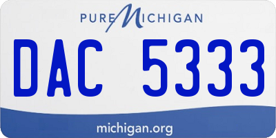 MI license plate DAC5333