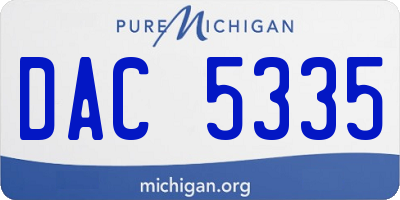 MI license plate DAC5335