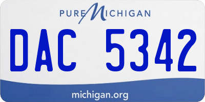 MI license plate DAC5342