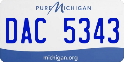 MI license plate DAC5343