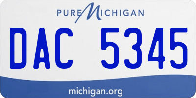 MI license plate DAC5345