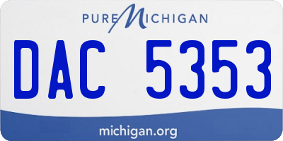 MI license plate DAC5353