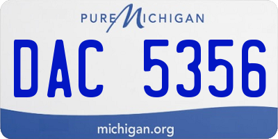 MI license plate DAC5356