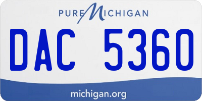 MI license plate DAC5360