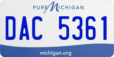 MI license plate DAC5361