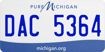 MI license plate DAC5364
