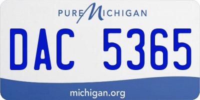 MI license plate DAC5365