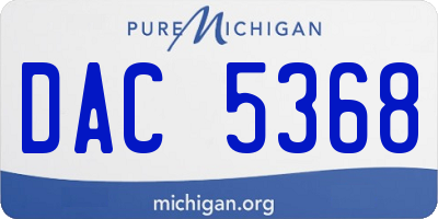 MI license plate DAC5368