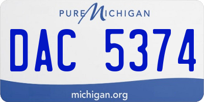 MI license plate DAC5374