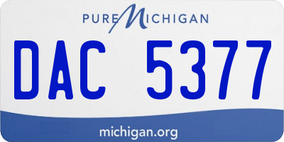 MI license plate DAC5377