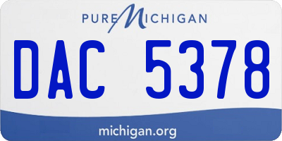 MI license plate DAC5378