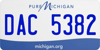 MI license plate DAC5382