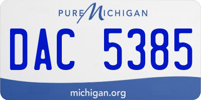 MI license plate DAC5385