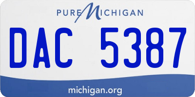 MI license plate DAC5387