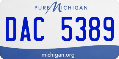 MI license plate DAC5389