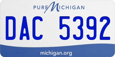 MI license plate DAC5392