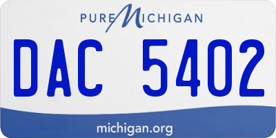 MI license plate DAC5402