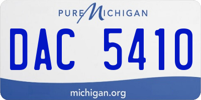 MI license plate DAC5410