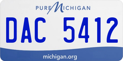 MI license plate DAC5412