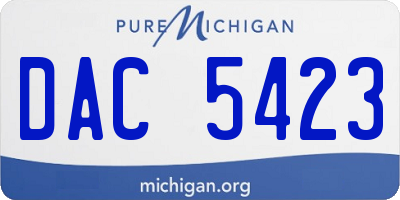 MI license plate DAC5423