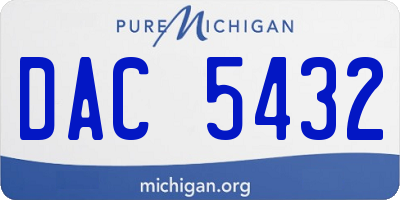 MI license plate DAC5432