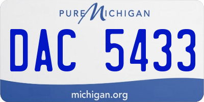 MI license plate DAC5433
