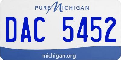 MI license plate DAC5452