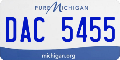 MI license plate DAC5455