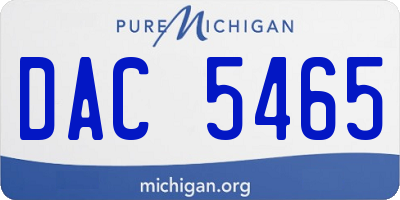 MI license plate DAC5465