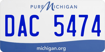 MI license plate DAC5474