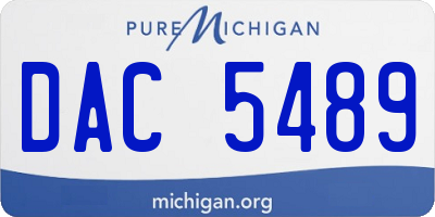 MI license plate DAC5489