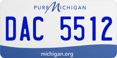 MI license plate DAC5512