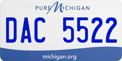 MI license plate DAC5522