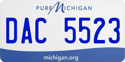 MI license plate DAC5523