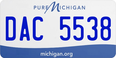 MI license plate DAC5538