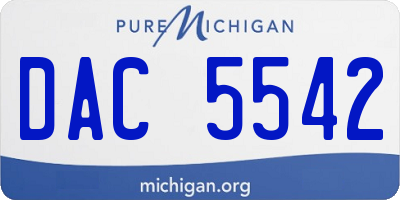 MI license plate DAC5542