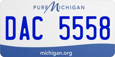 MI license plate DAC5558