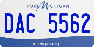 MI license plate DAC5562