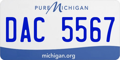 MI license plate DAC5567