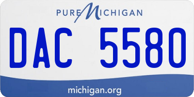 MI license plate DAC5580
