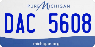 MI license plate DAC5608