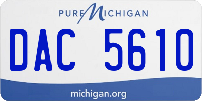 MI license plate DAC5610