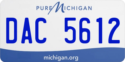 MI license plate DAC5612