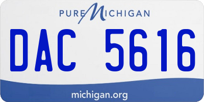 MI license plate DAC5616