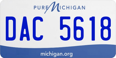 MI license plate DAC5618