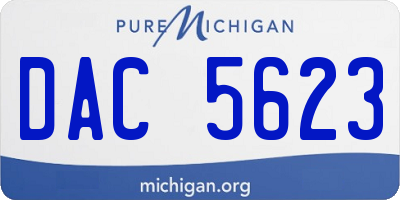 MI license plate DAC5623