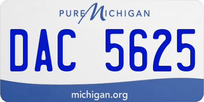MI license plate DAC5625