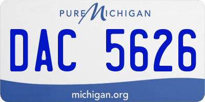 MI license plate DAC5626